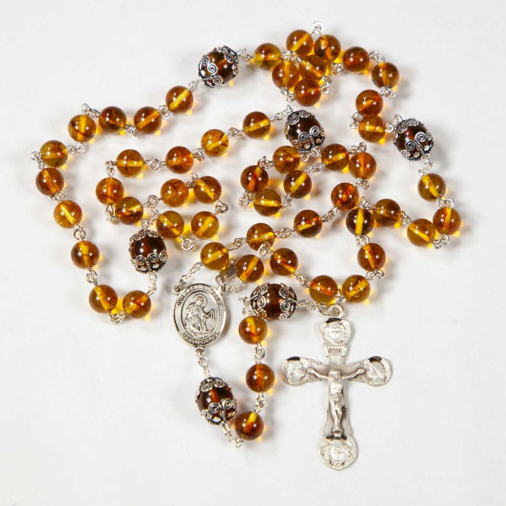 Golden Amber Catholic Women's Rosary