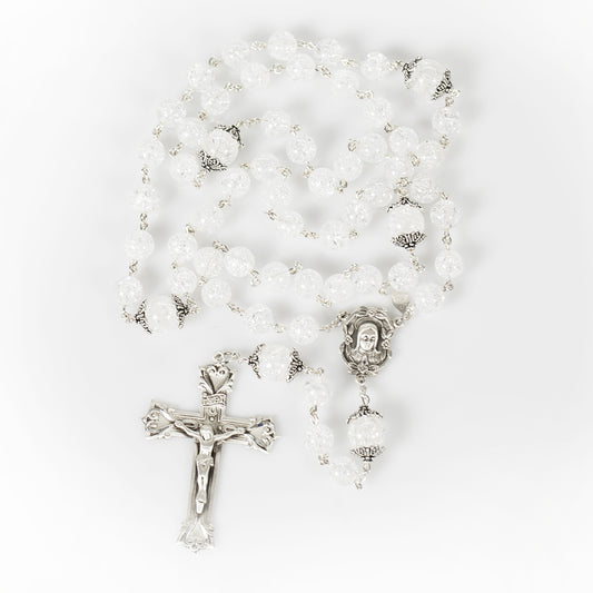 Cracked Crystal Sterling Silver Catholic Womens Rosary