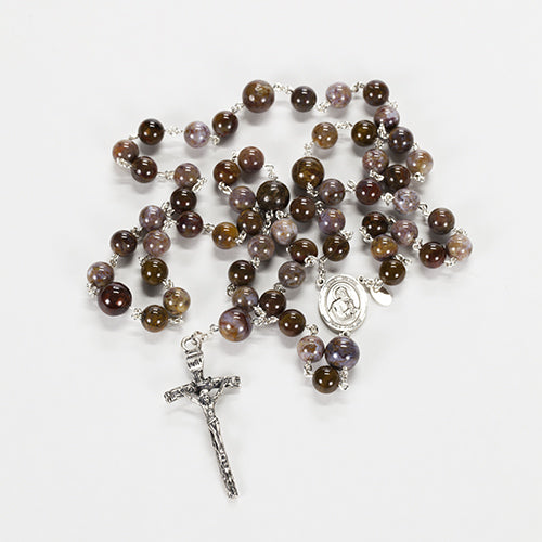 Catholic Men's Rosary with Petersite Tigers Eye
