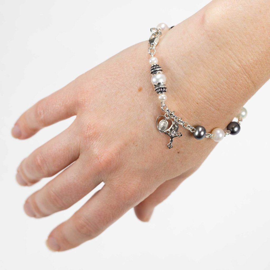 Raven Freshwater Pearl Bracelet Rosary for Catholic Women & Girls