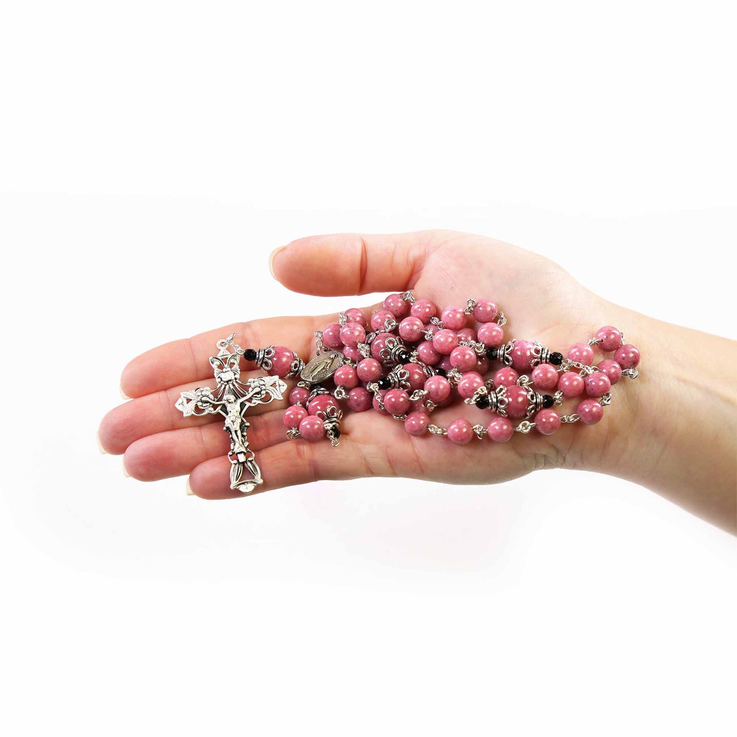 Pink Rhodonite Onyx Rosary