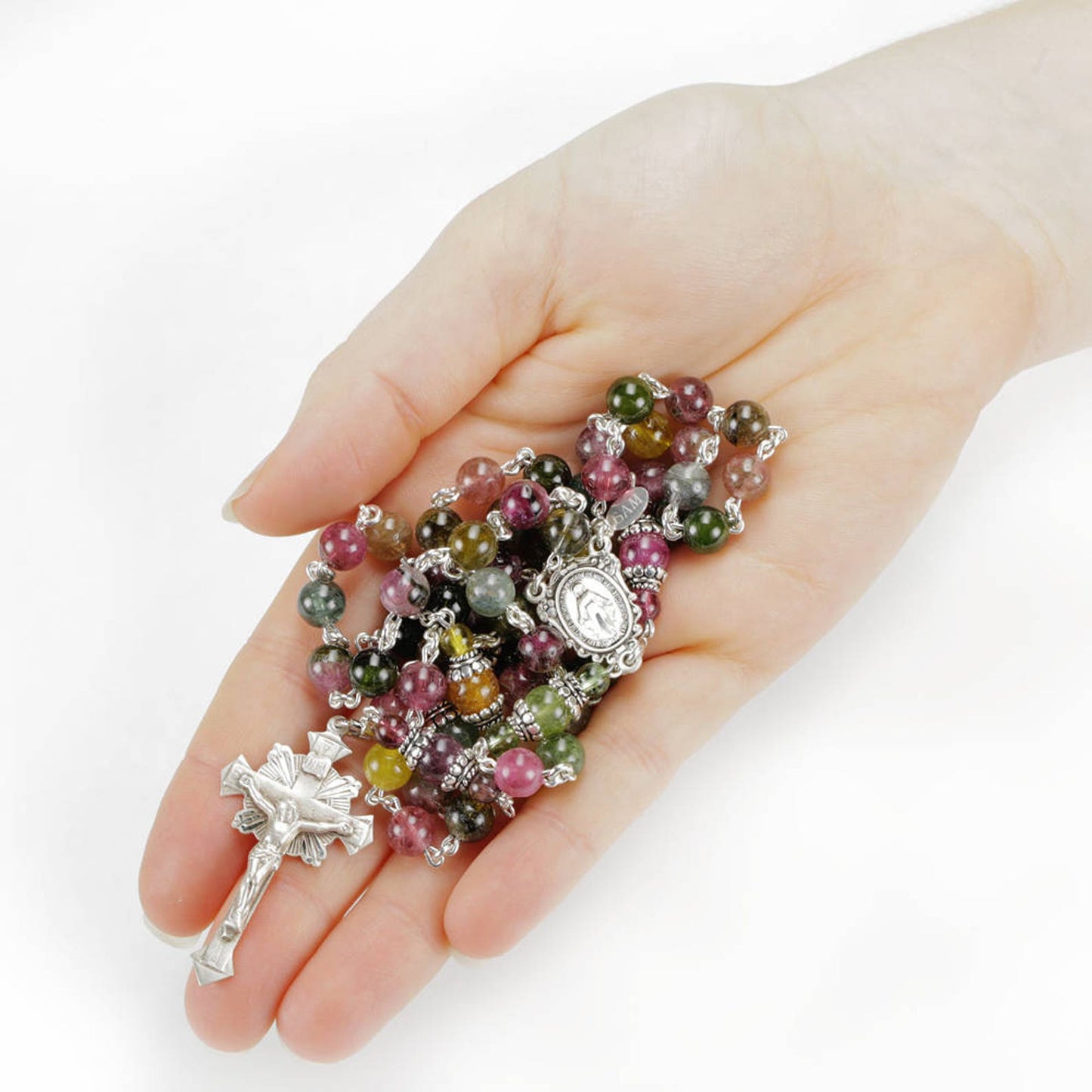 Catholic Women's Rosary Handmade with Tourmaline and Sterling Silver