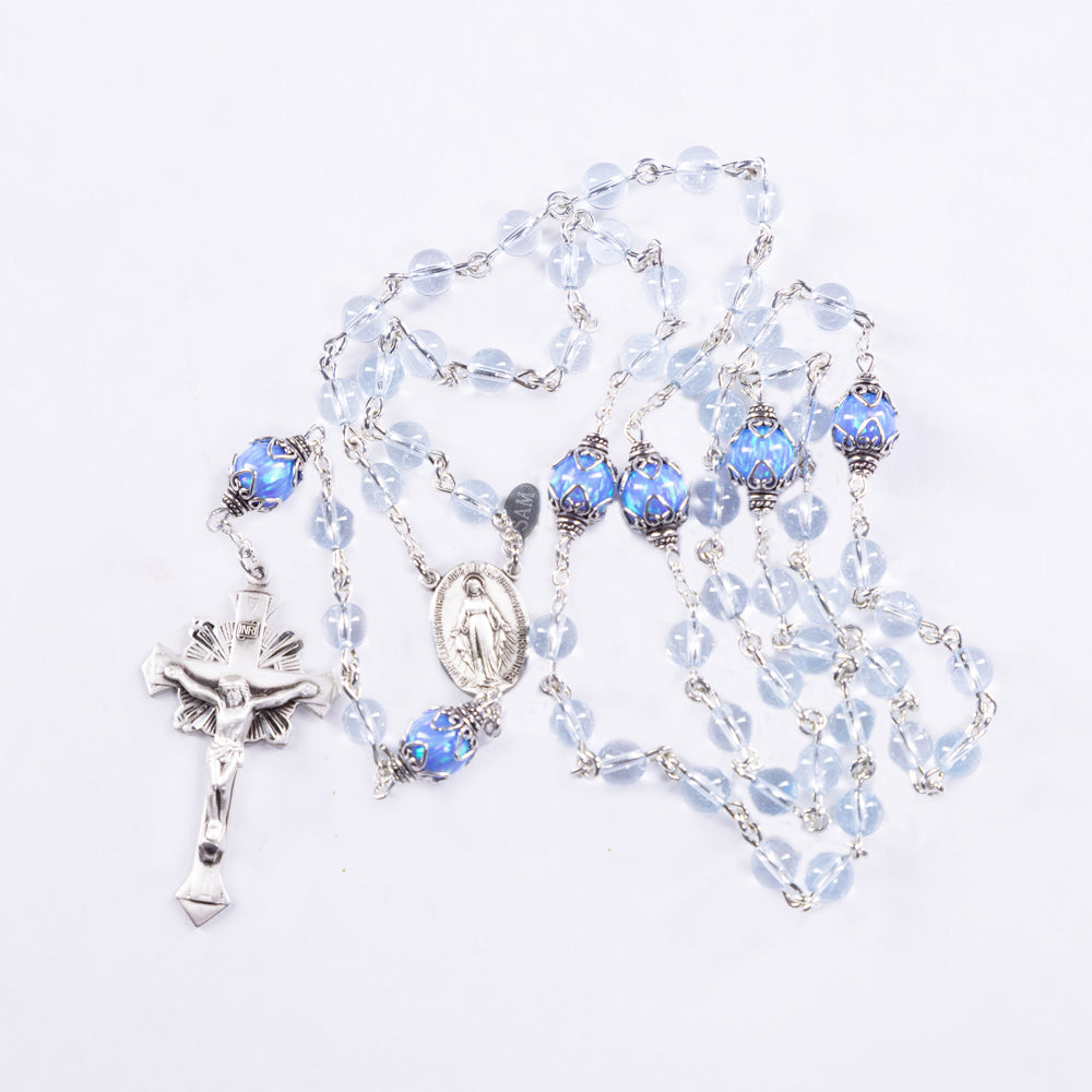 Blue Topaz & Opal Rosary (6mm)
