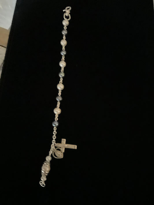 Custom Raven Pearl Bracelet Rosary