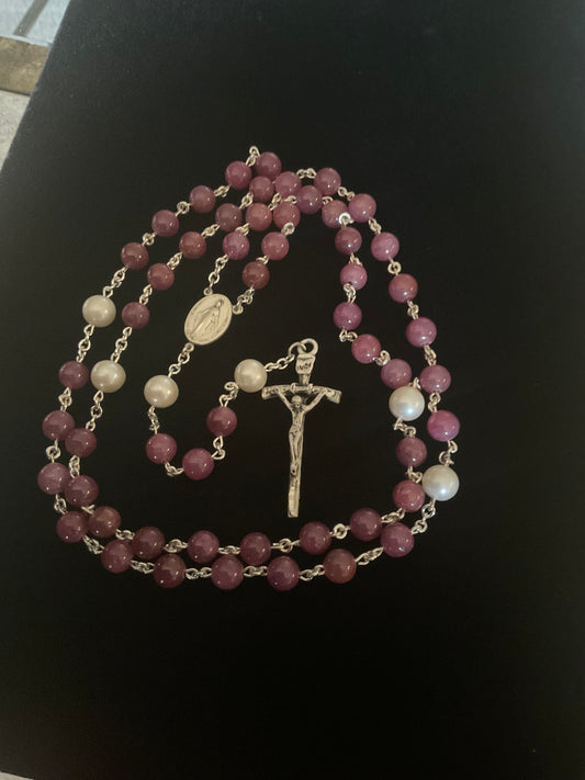 Custom Ruby & Pearl Rosary