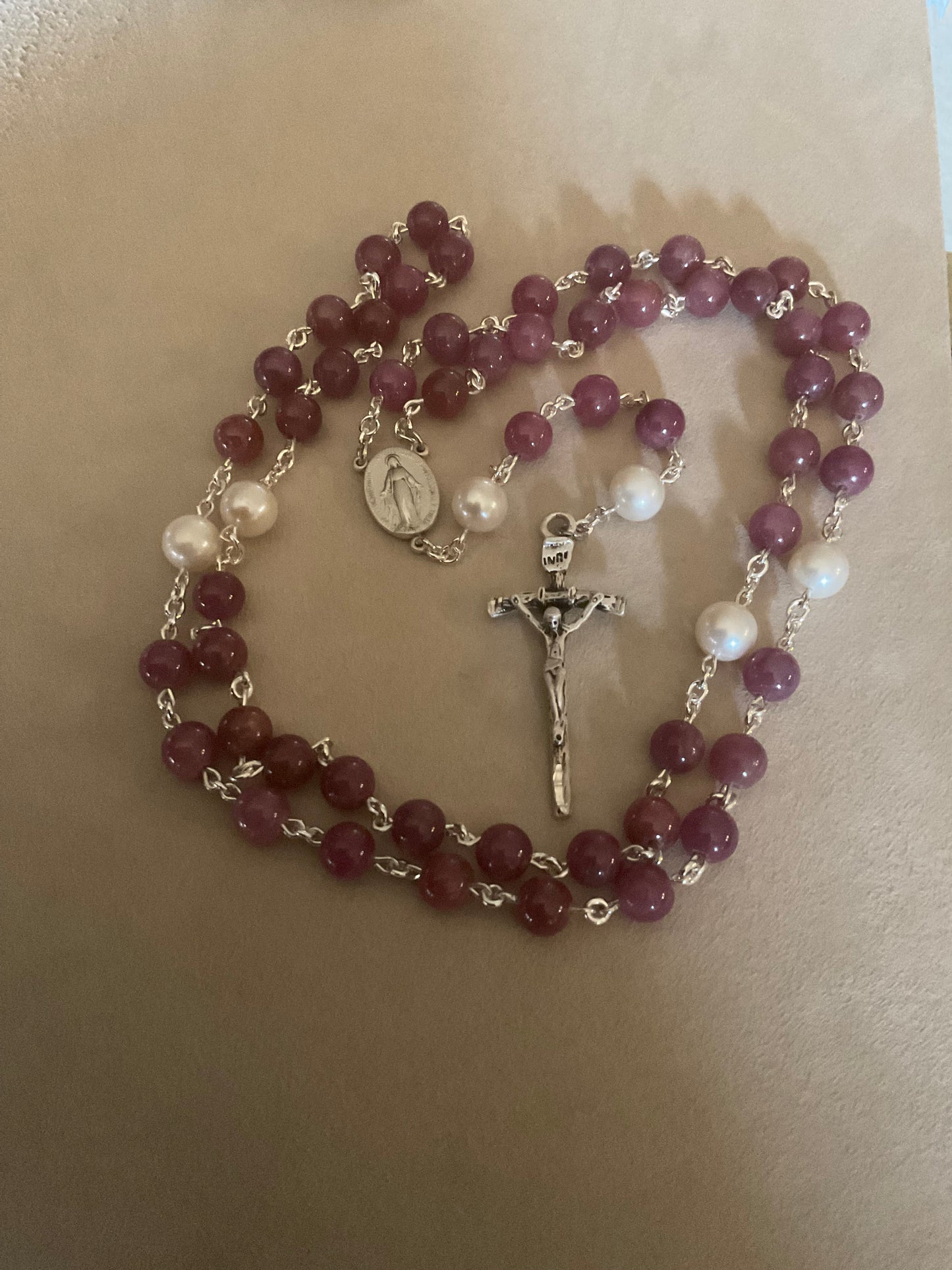 Custom Ruby & Pearl Rosary
