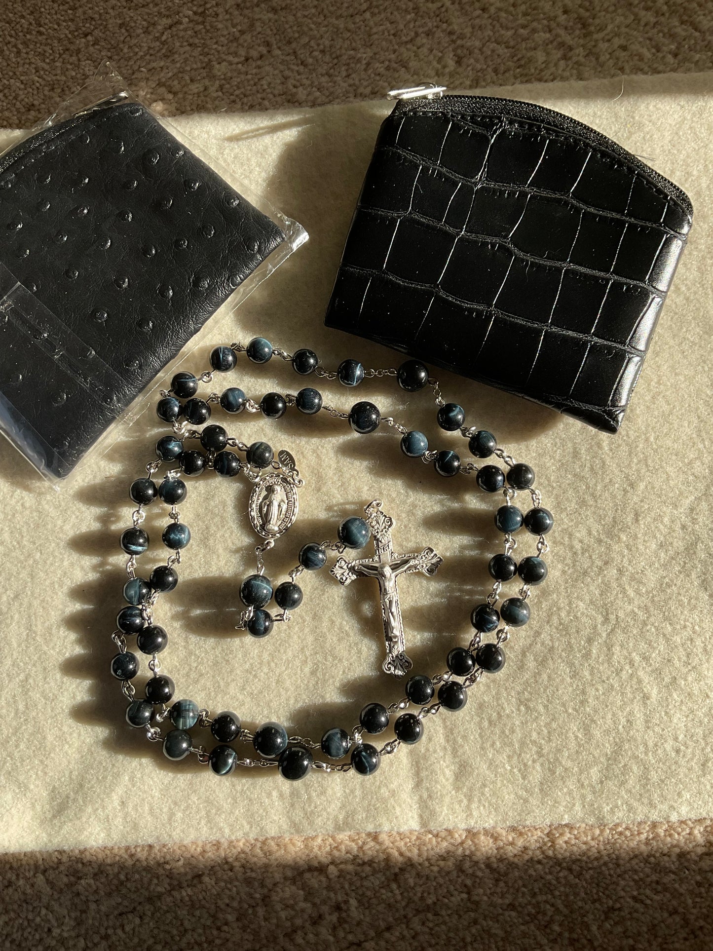 Custom Blue Tiger’s Eye Rosary for Lou