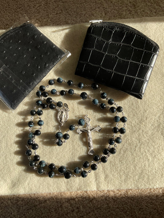 Custom Blue Tiger’s Eye Rosary for Lou
