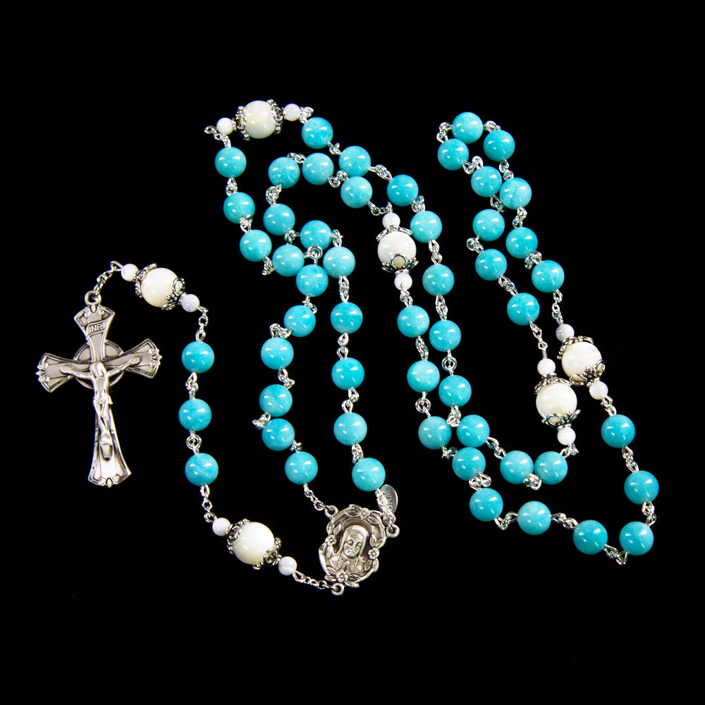 Amazonite, Mother of Pearl Rosary