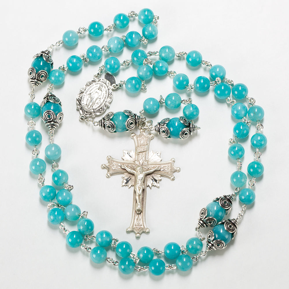 Catholic Women's Rosary Handmade with Amazonite Beads