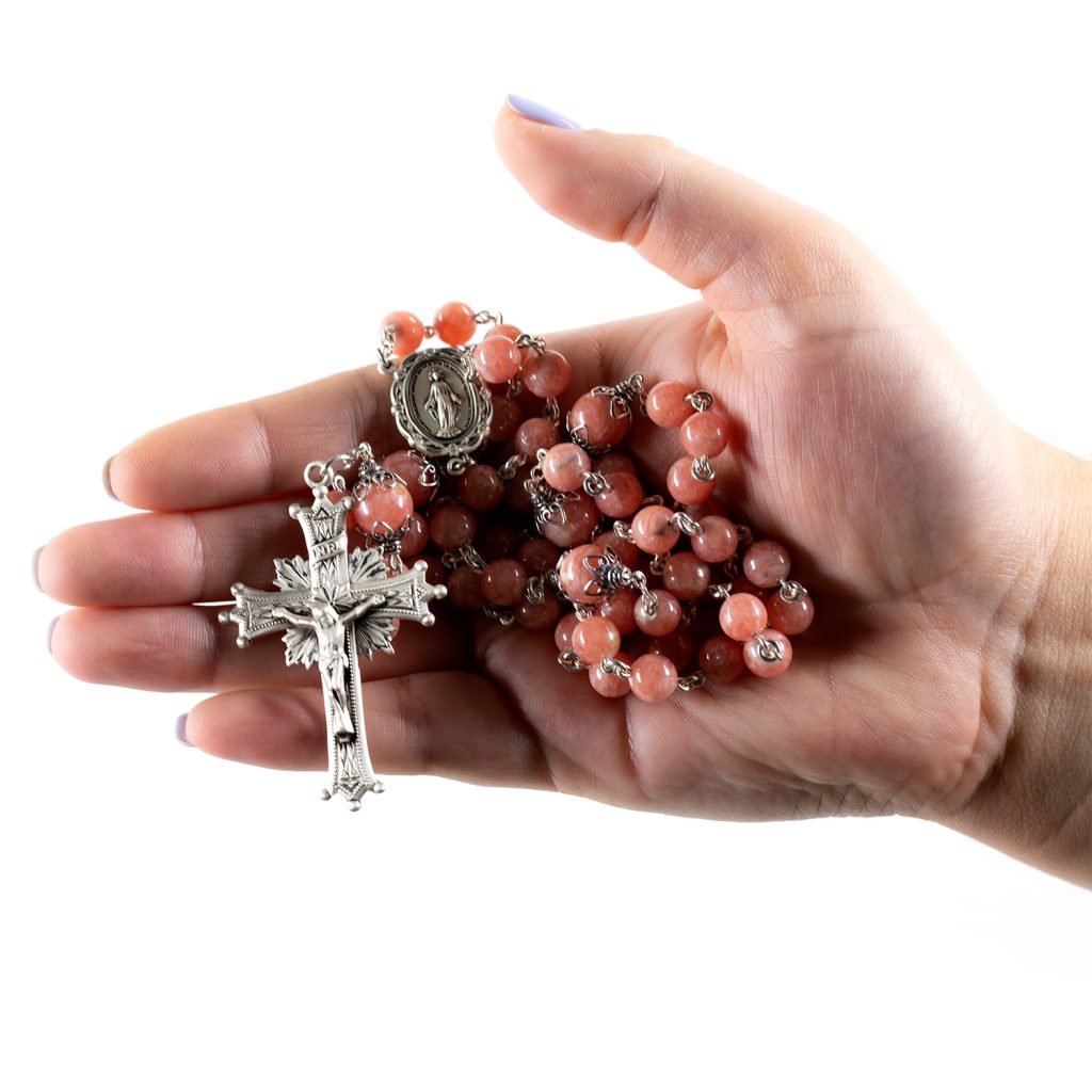 Catholic Women's Rosary - Pink Rhodochrosite