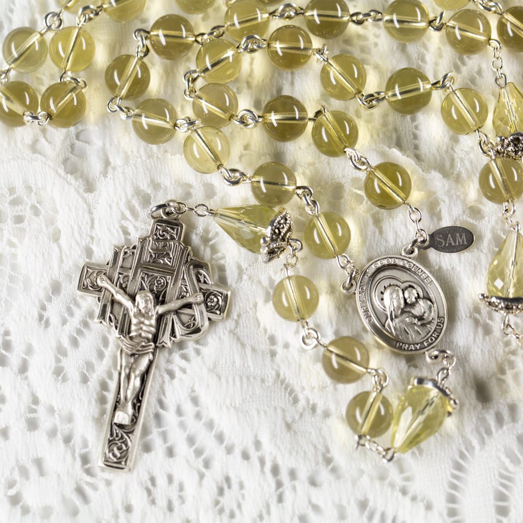 Catholic Women's Rosary - Yellow Lemon Quartz