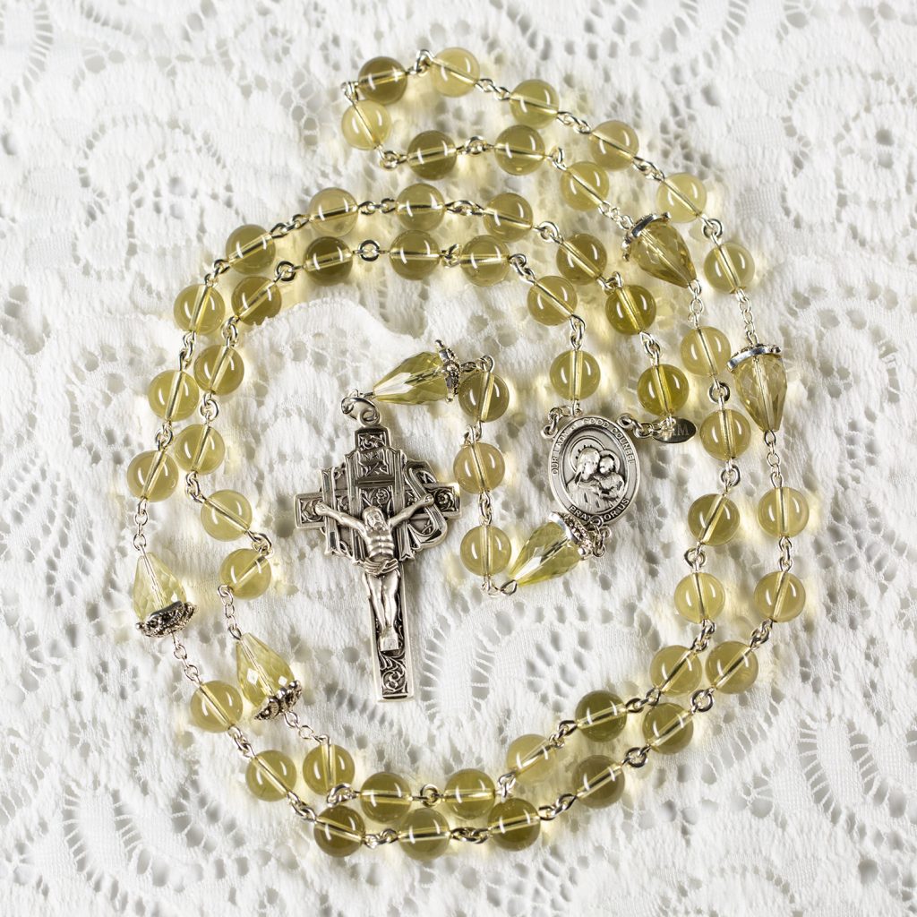 Catholic Women's Rosary - Yellow Lemon Quartz