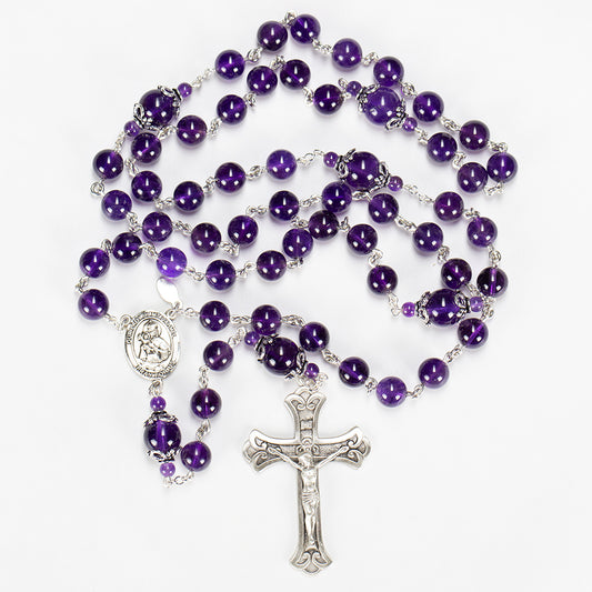 Catholic Womens Rosary Handmade with Amethyst Stones