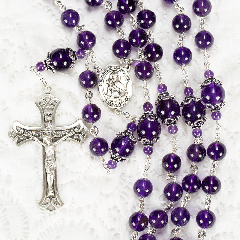 Catholic Womens Rosary Handmade with Amethyst Stones