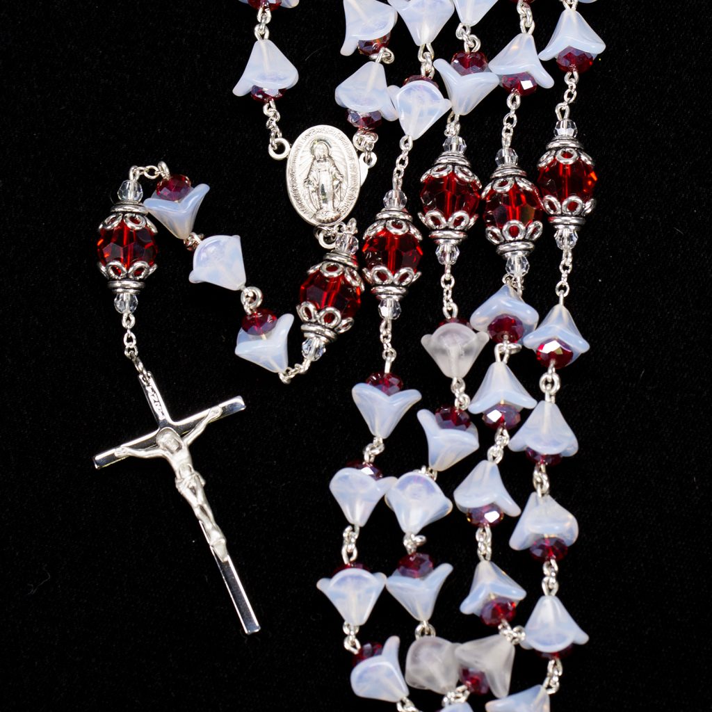 Christmas Bell Czech Glass & Swarovski Rosary
