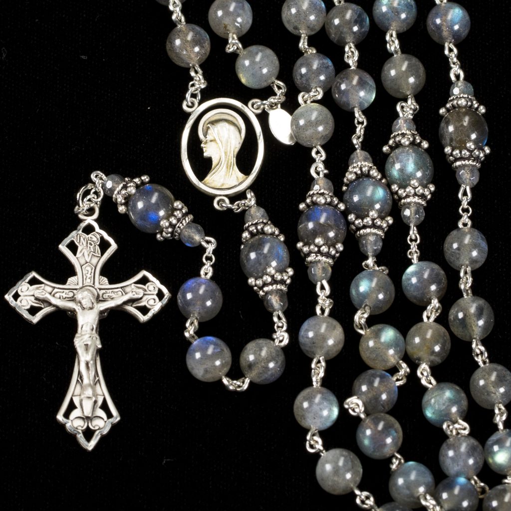 Catholic Rosary with Labradorite Stones