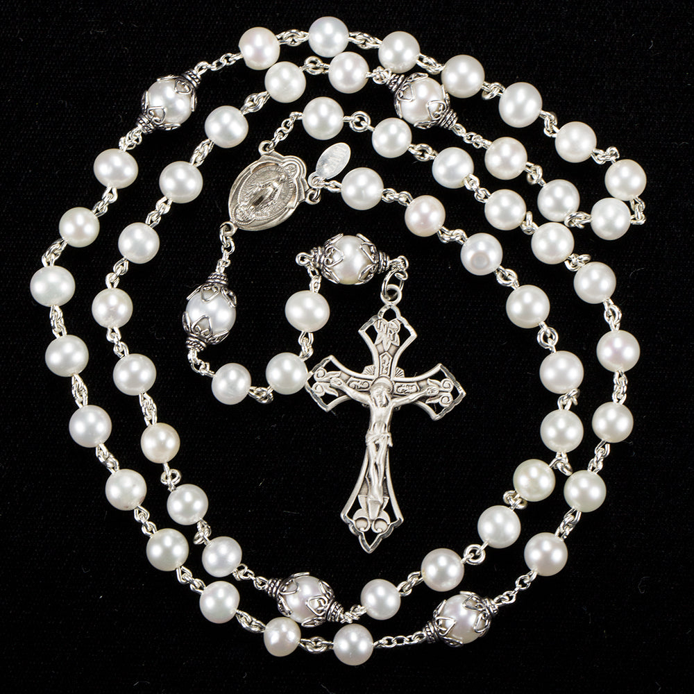 Catholic Women's Rosary Handmade with Freshwater Pearls