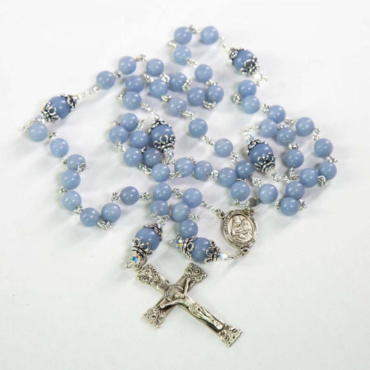 Blue Angelite Gemstone Rosary | Handmade Catholic Rosary