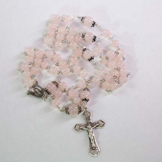 Rose Quartz Catholic Rosary | Handmade Rosaries