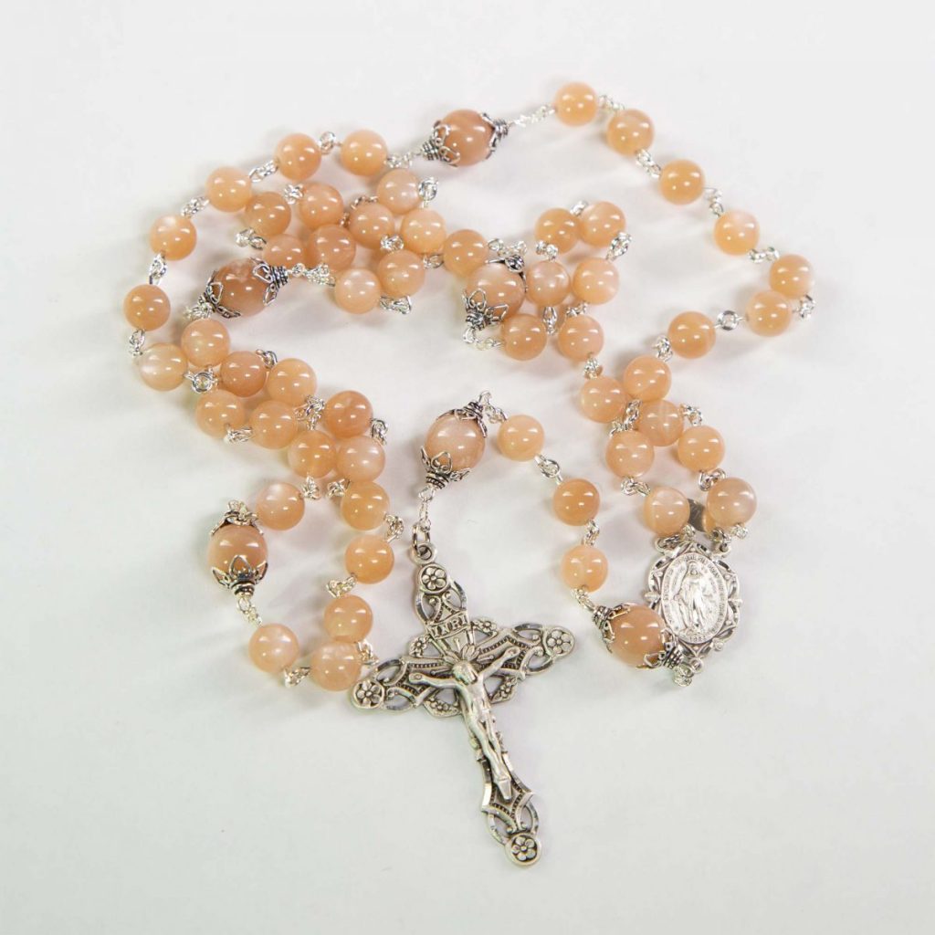 Peach Moonstone Rosary | Handmade Catholic Rosary