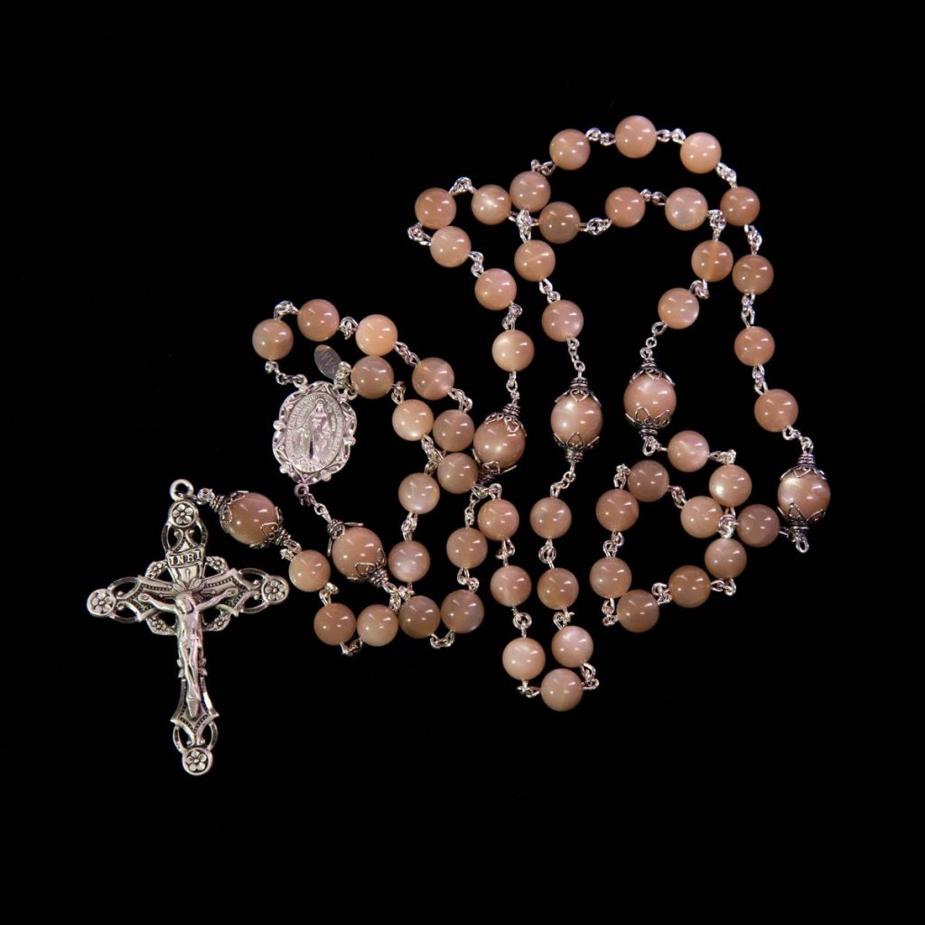 Peach Moonstone Rosary | Handmade Catholic Rosary