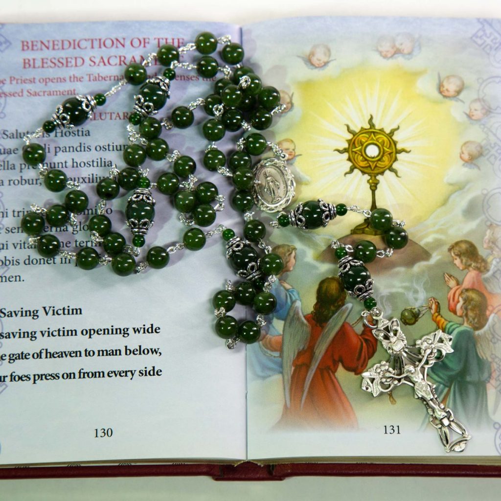 Dark Green Jade Rosary | Handmade Catholic Women's Rosary