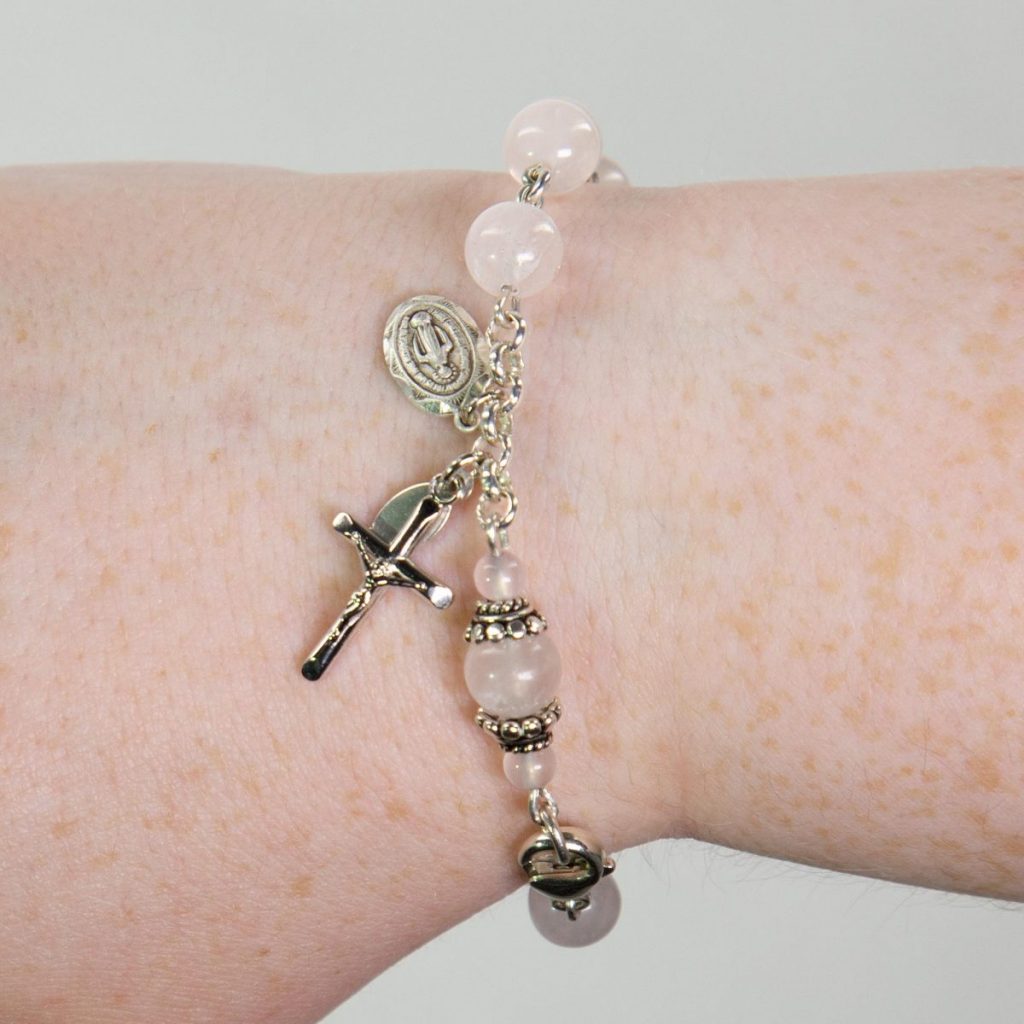 Rose Quartz Bracelet Rosary | Handmade Pocket Rosary