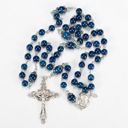 Blue Apatite Catholic Rosary - Handmade Heirloom Gift for Women