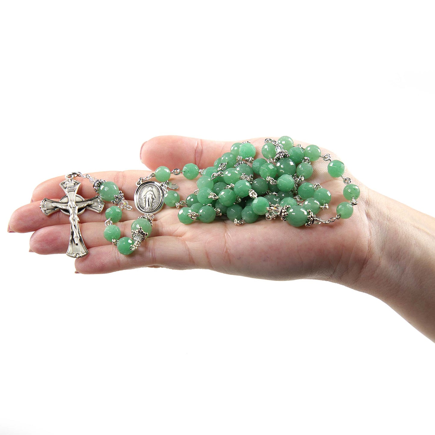 gorgeous green aventurine catholic women's rosary