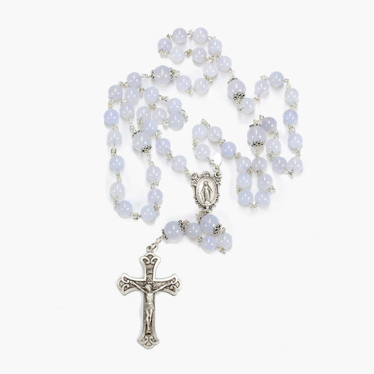Blue Chalcedony Rosary - Handmade Gift for Catholic Women