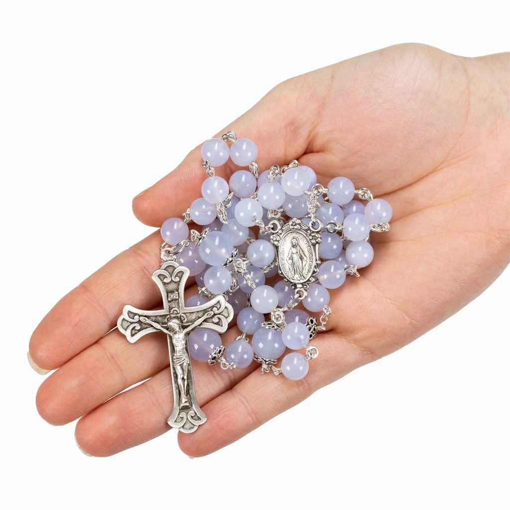 Blue Chalcedony Rosary - Handmade Gift for Catholic Women