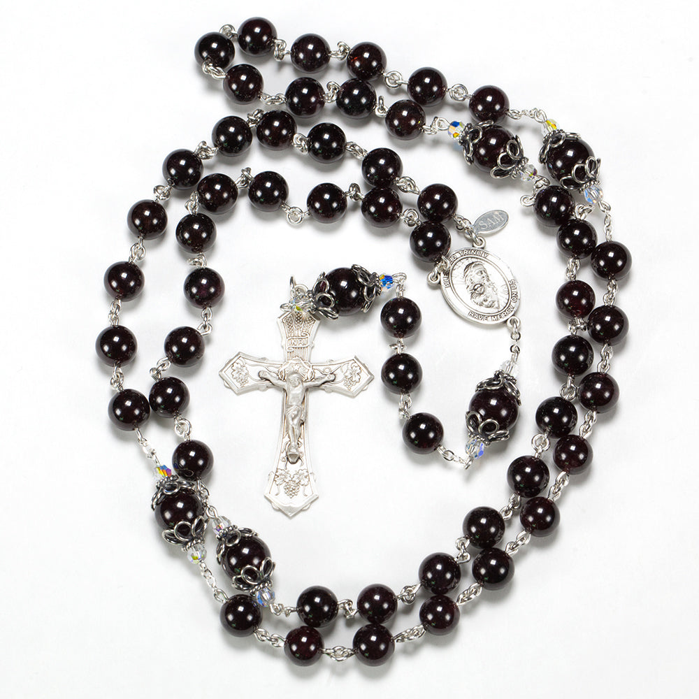 Catholic Women's rosary handmade with garnet stones
