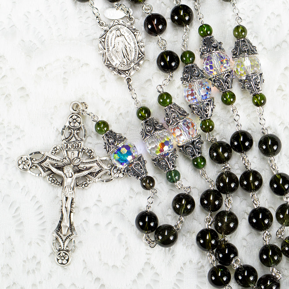 Green Tourmaline Gemstone Catholic Women's Rosary
