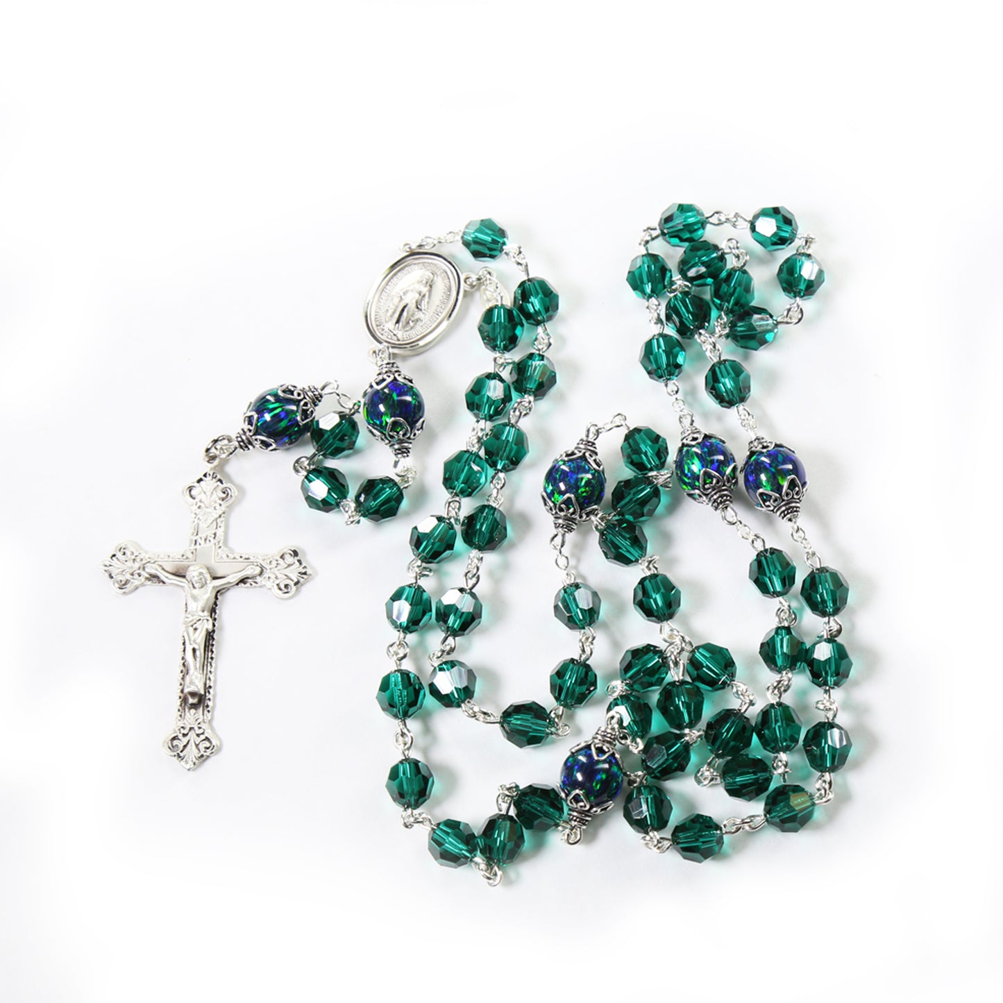 Green Swarovski & Opal Rosary