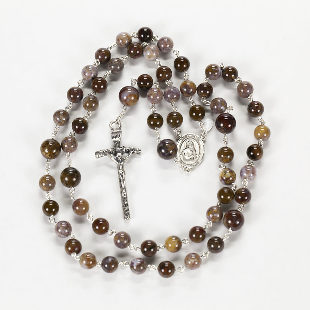 Catholic Men's Rosary with Petersite Tigers Eye