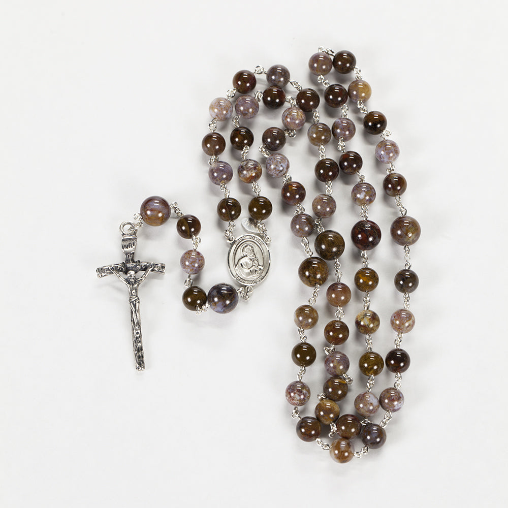 Catholic Men's Rosary with Petersite Tigers Eye