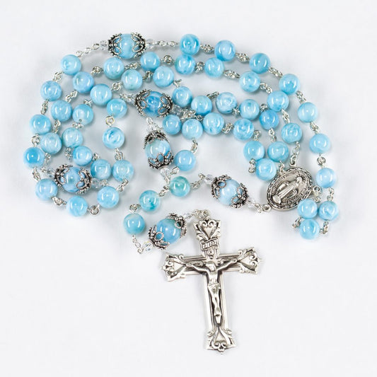 Pale Blue Larimar Catholic Womens Rosary 481