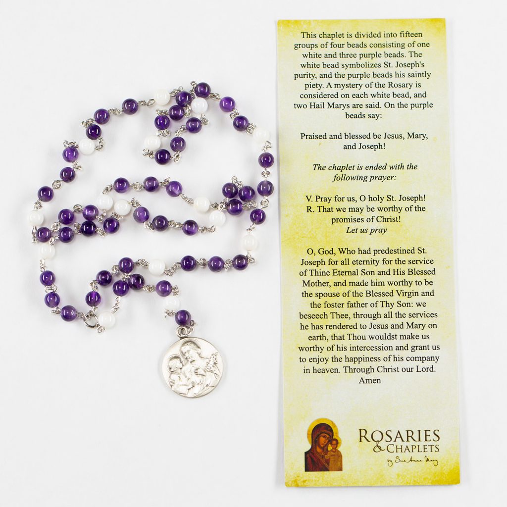 Rosary Chaplet and Prayer Card of Saint Joseph